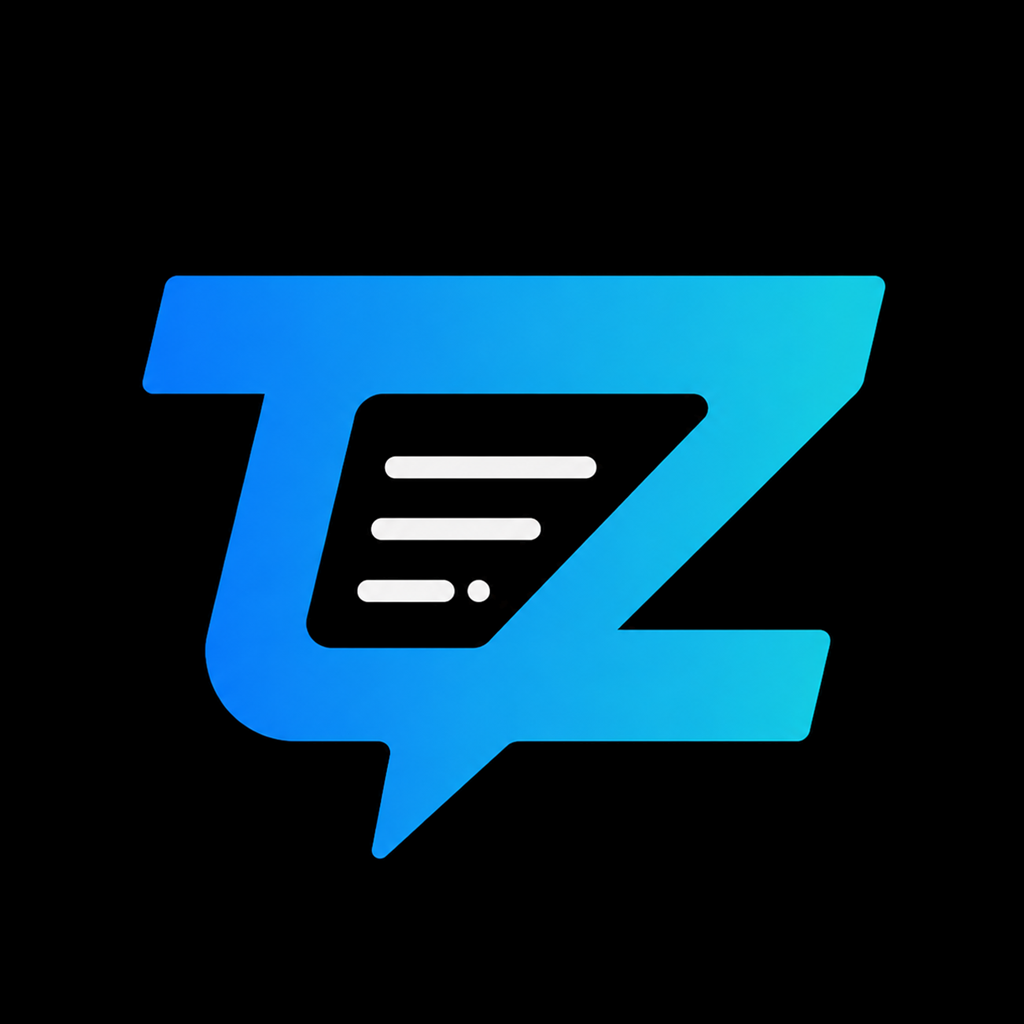 The TayzoPrompter app icon, a speech bubble formed from a T and Z